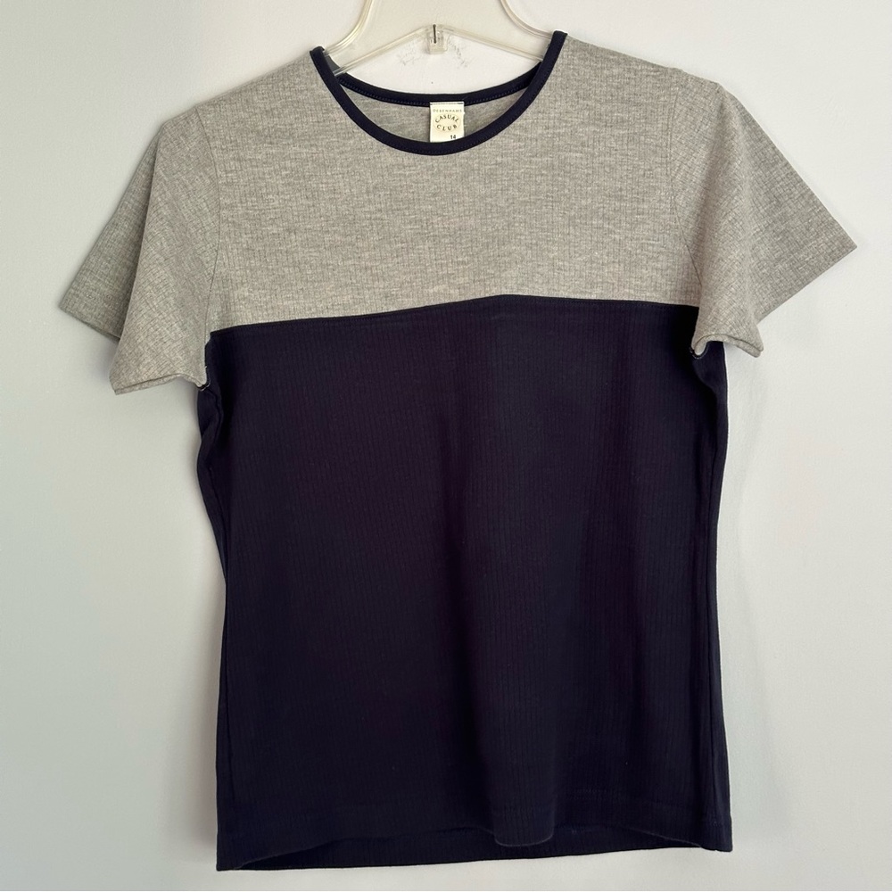 Debenhams Casual Club Womens T shirt Grey and Blue Sz 12 (USA) NWT